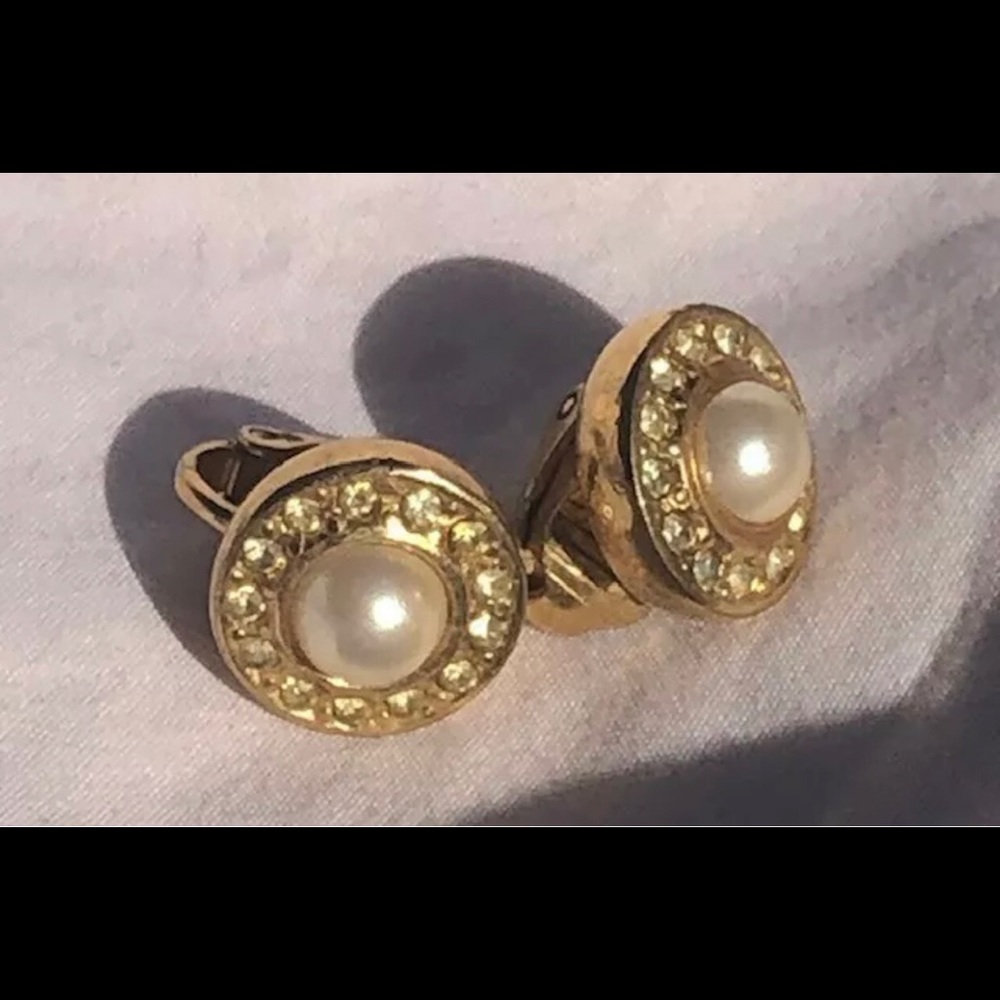 Vintage Dior Crystal & Gold Earings